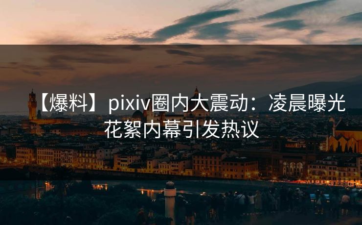 【爆料】pixiv圈内大震动：凌晨曝光花絮内幕引发热议