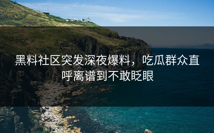 黑料社区突发深夜爆料，吃瓜群众直呼离谱到不敢眨眼